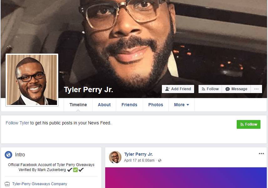 Tyler Perry isn't giving away cash on Facebook (Scam) Botcrawl