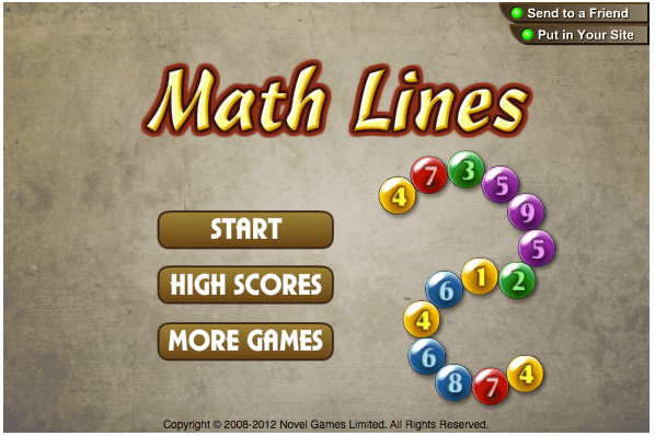 Math Lines Game Math Games Brain Games