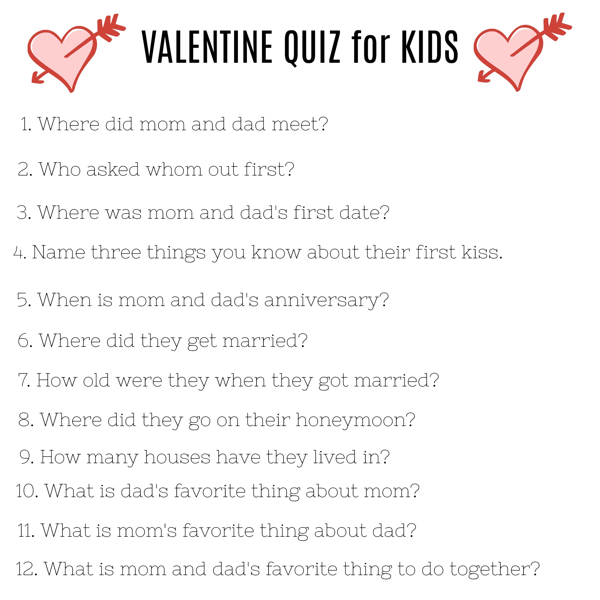 A Family Valentine’s Day and a Valentine Quiz for Kids