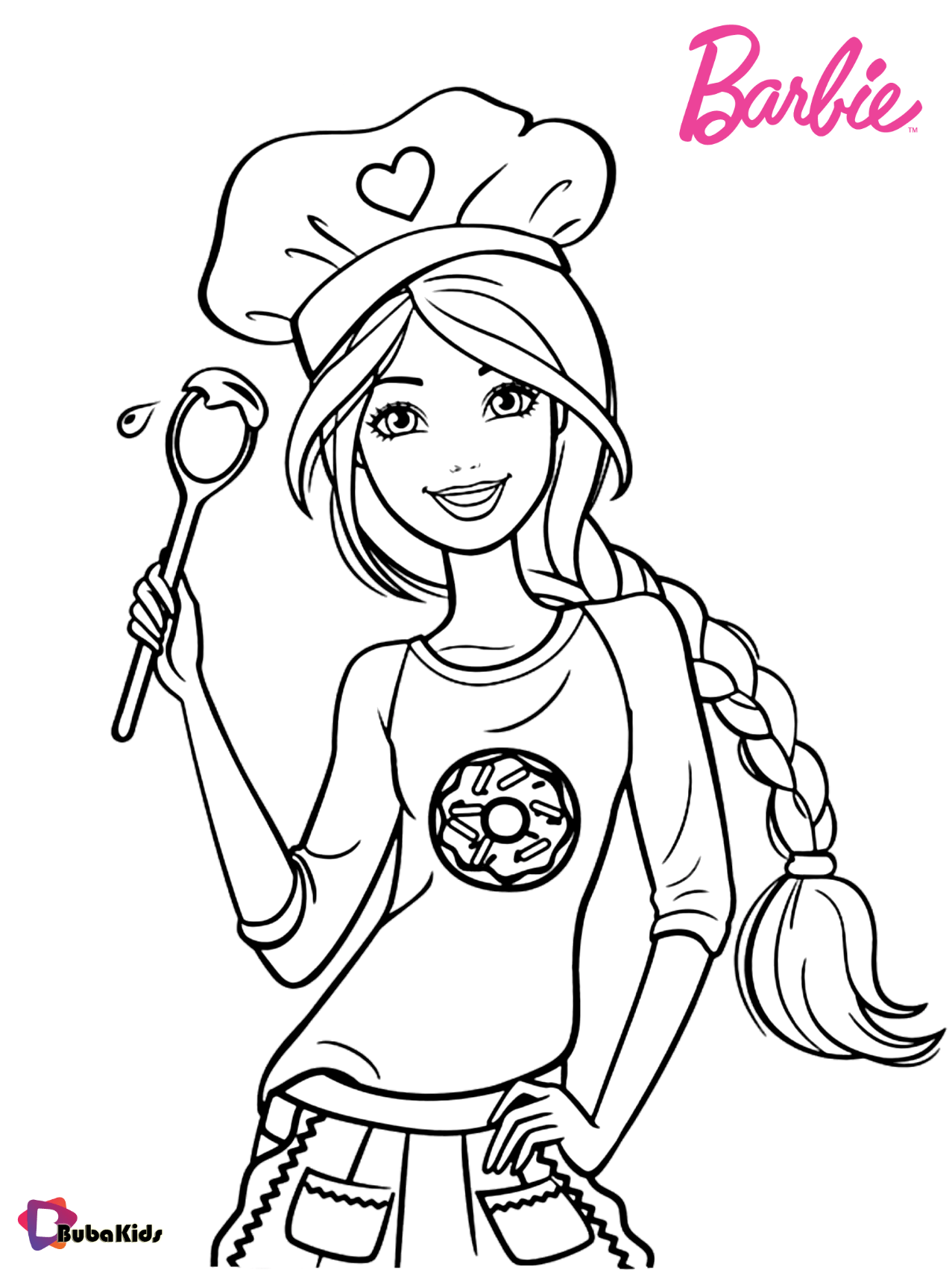Stylish and Beautiful chef Barbie Coloring Pages