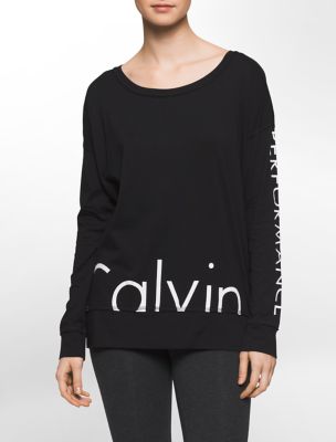 Calvin Klein Womens Performance Oversized Logo Long Sleeve Top eBay