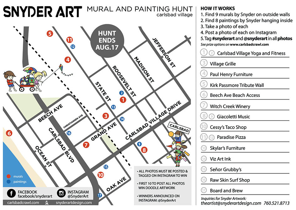 Official Carlsbad Art Hunt Map by Bryan Snyder Carlsbad
