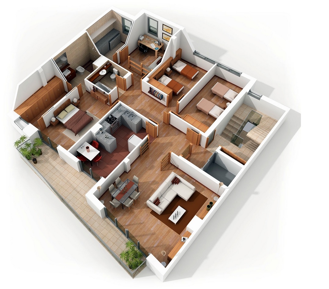 50 Four “4” Bedroom Apartment/House Plans Architecture & Design
