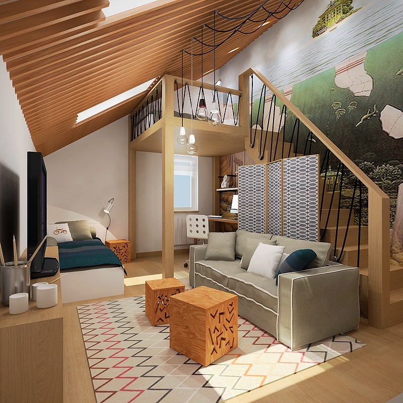 3 Creative Top Floor Rooms with Wood Accents