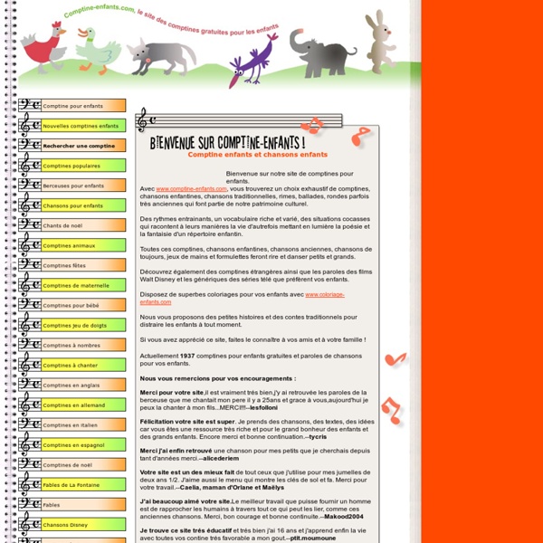 Comptine enfants gratuites et chansons enfants. Paroles de Comptines et Berceuses pour enfants