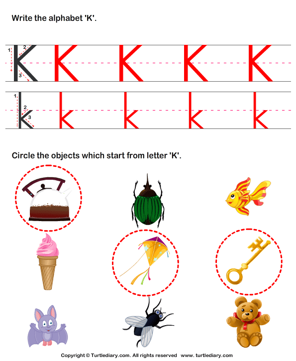 Identify Words That Start With K Worksheet Turtle Diary