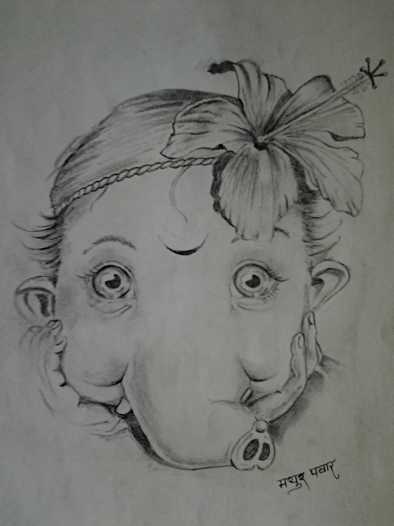 Ganesh ji ka sketch.......kaisa hai...? PicsArt
