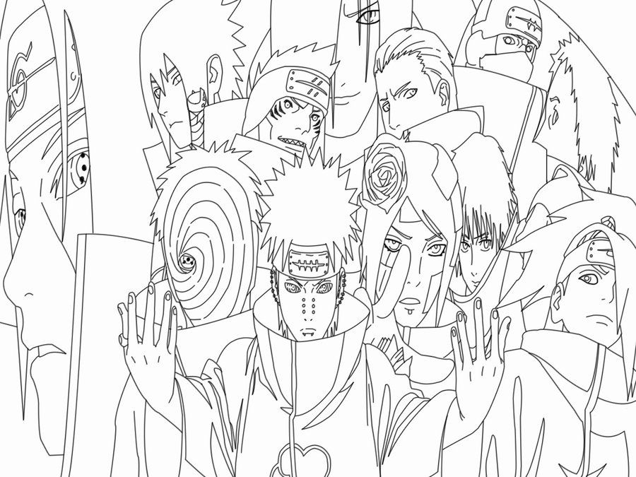 Free All Akatsuki Members Coloring Page, Download Free All Akatsuki Members Coloring Page png