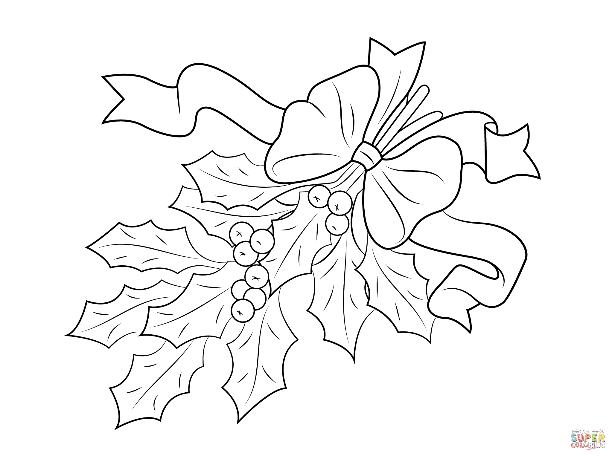 Printable Christmas Holly Coloring Pages Coloring Home
