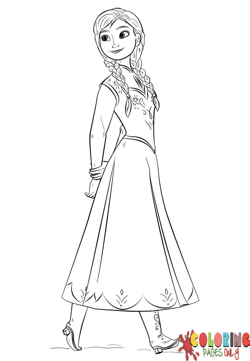 Princess Frozen Anna Coloring Page Free Coloring Pages Online