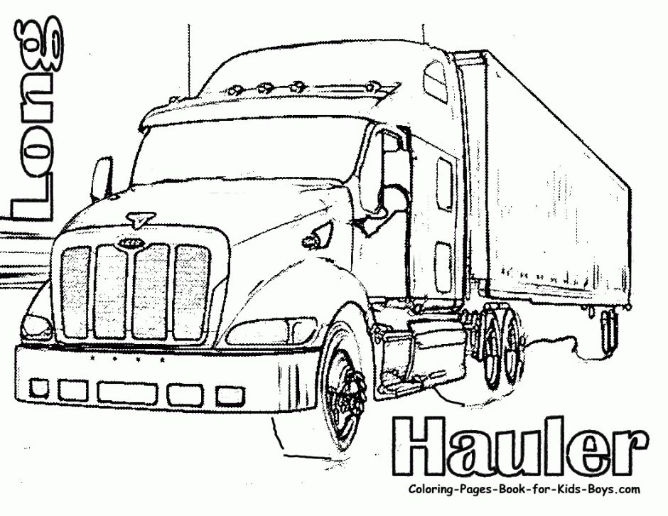 Semi truck coloring pages to download and print for free