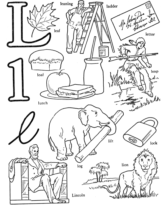 Letter l coloring pages to download and print for free
