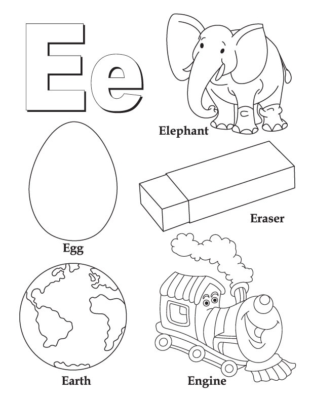 Letter e coloring pages to download and print for free