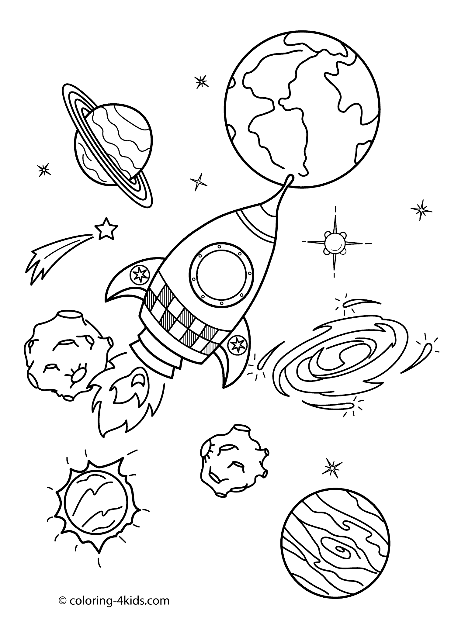 Space coloring pages to download and print for free