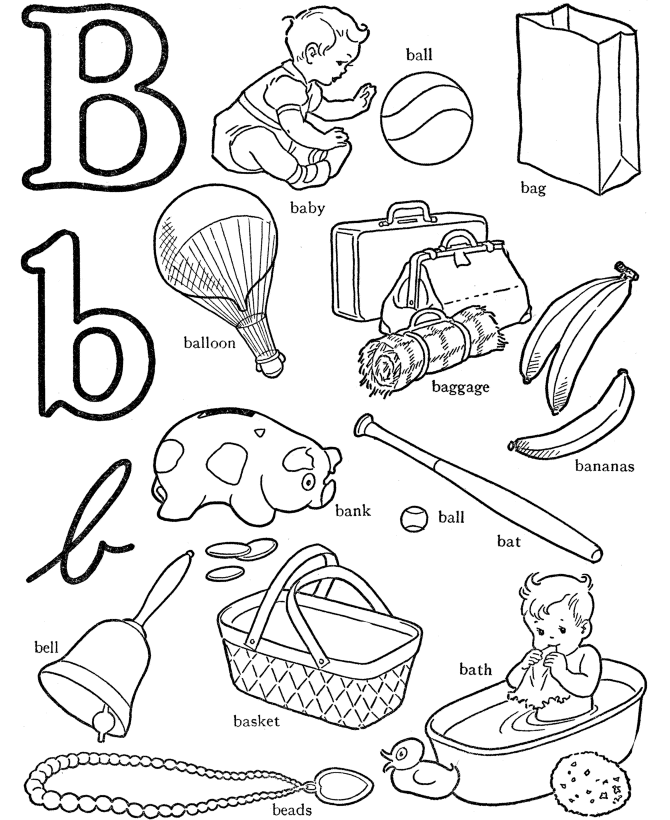 Letter b coloring pages to download and print for free