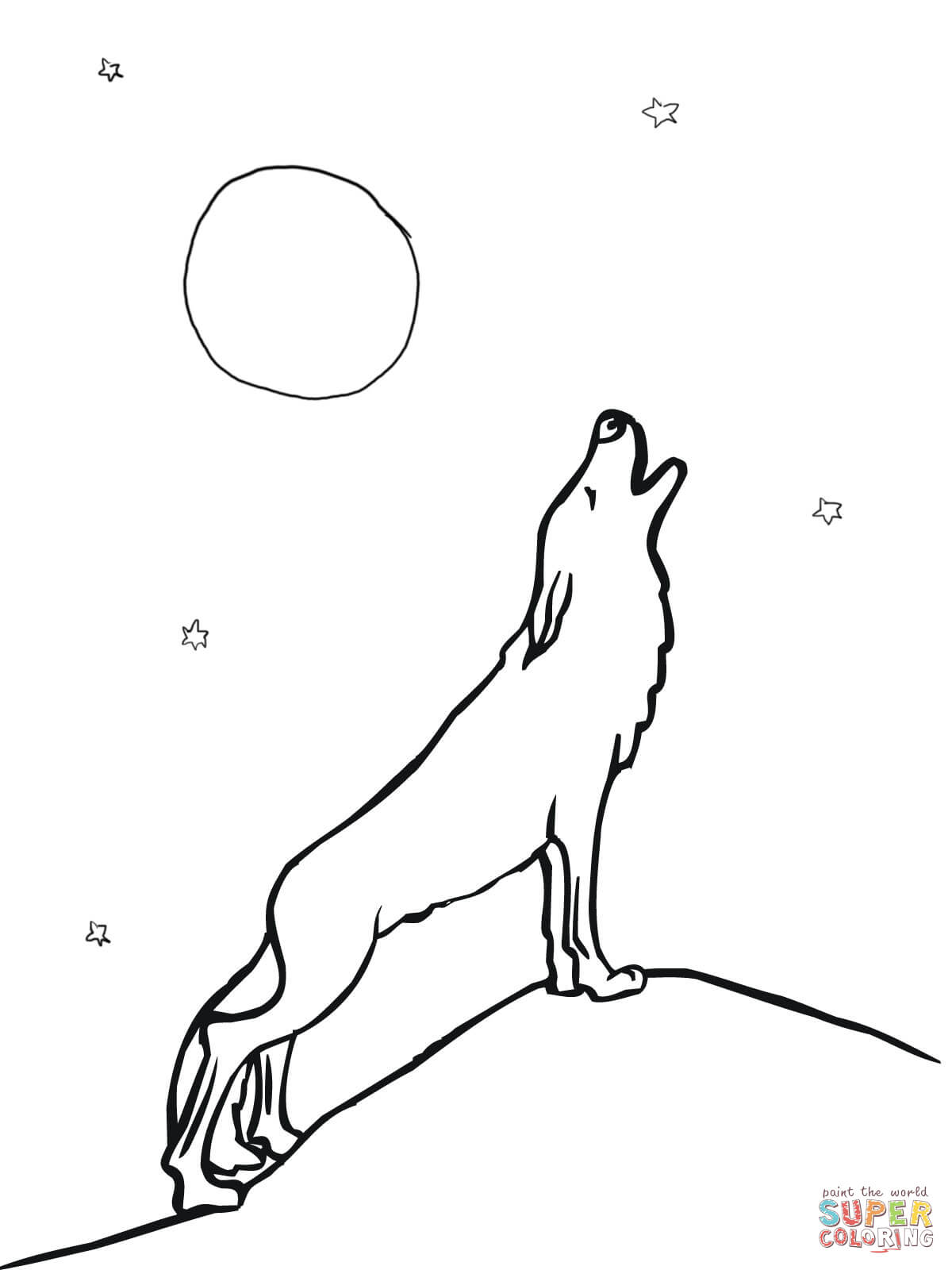 Wolf howling moon coloring pages download and print for free
