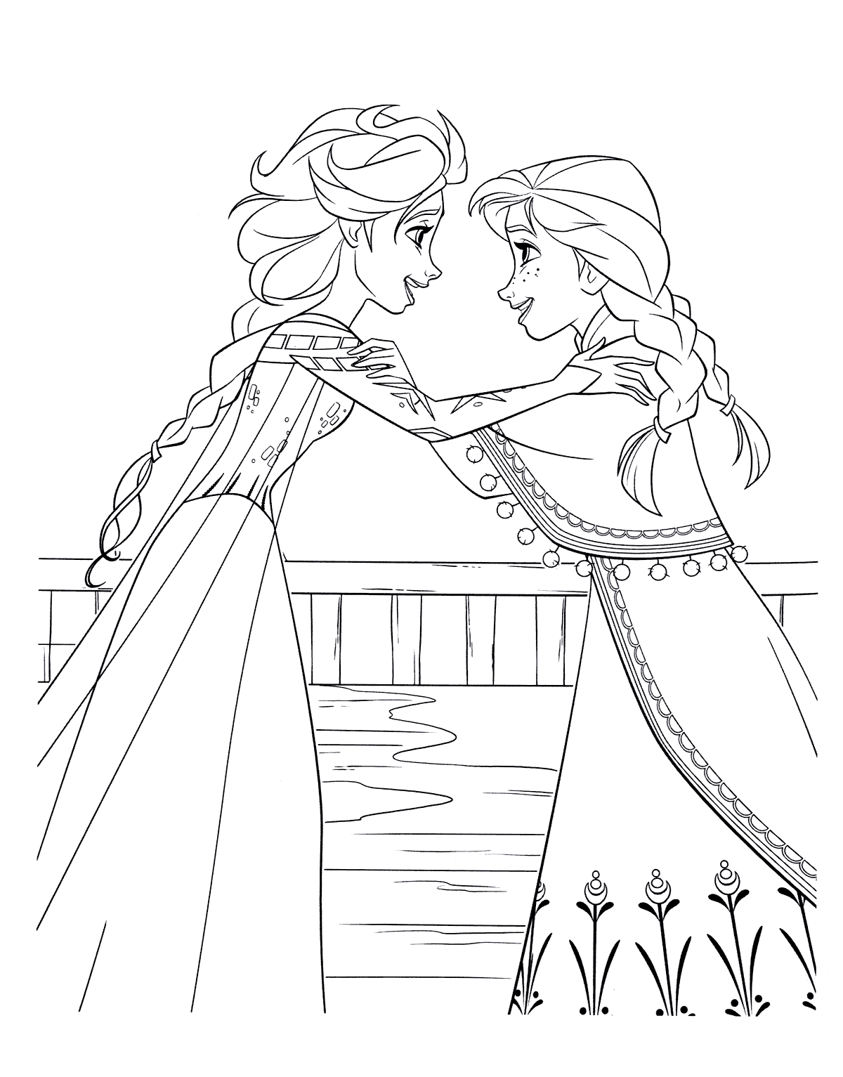 Elsa and Anna coloring pages to download and print for free