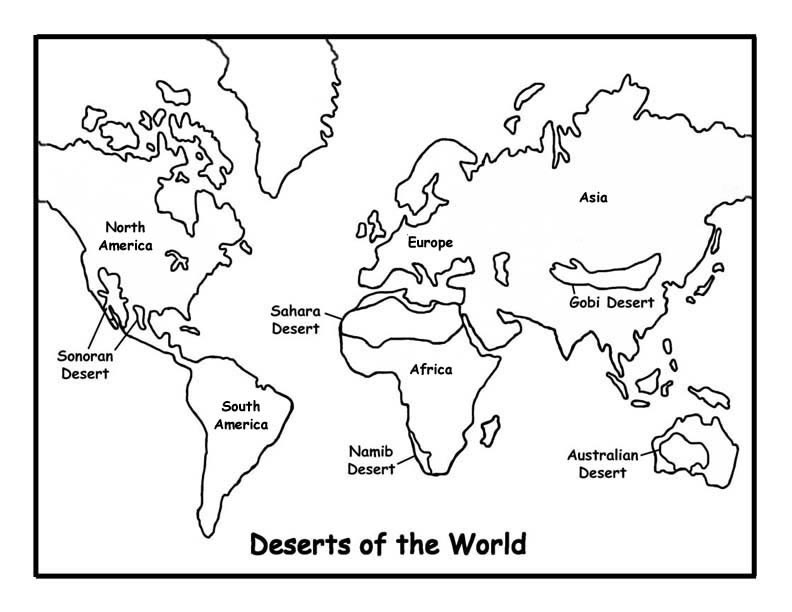 Continents map coloring pages download and print for free