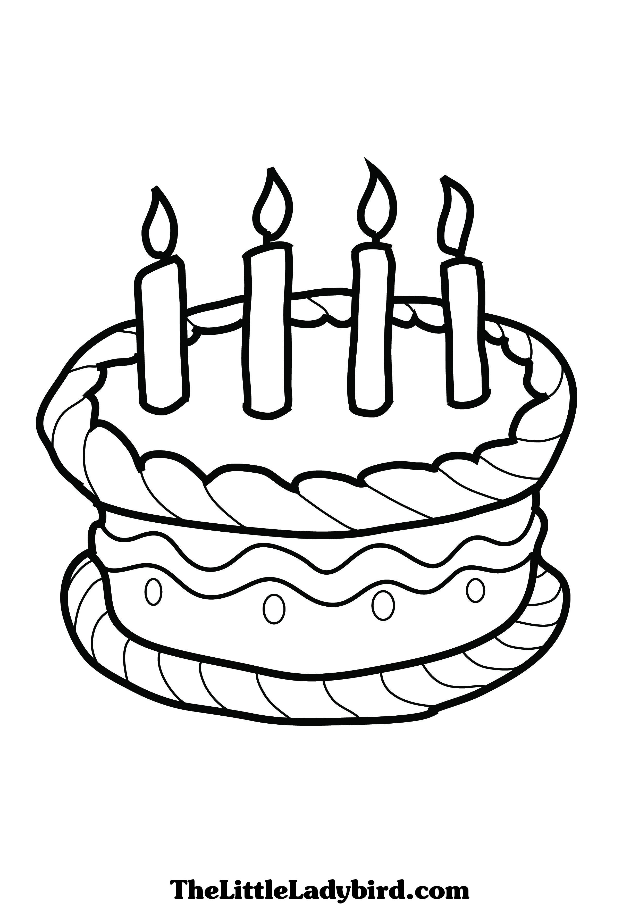 Birthday cake coloring pages to download and print for free