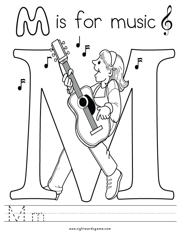 Letter m coloring pages to download and print for free