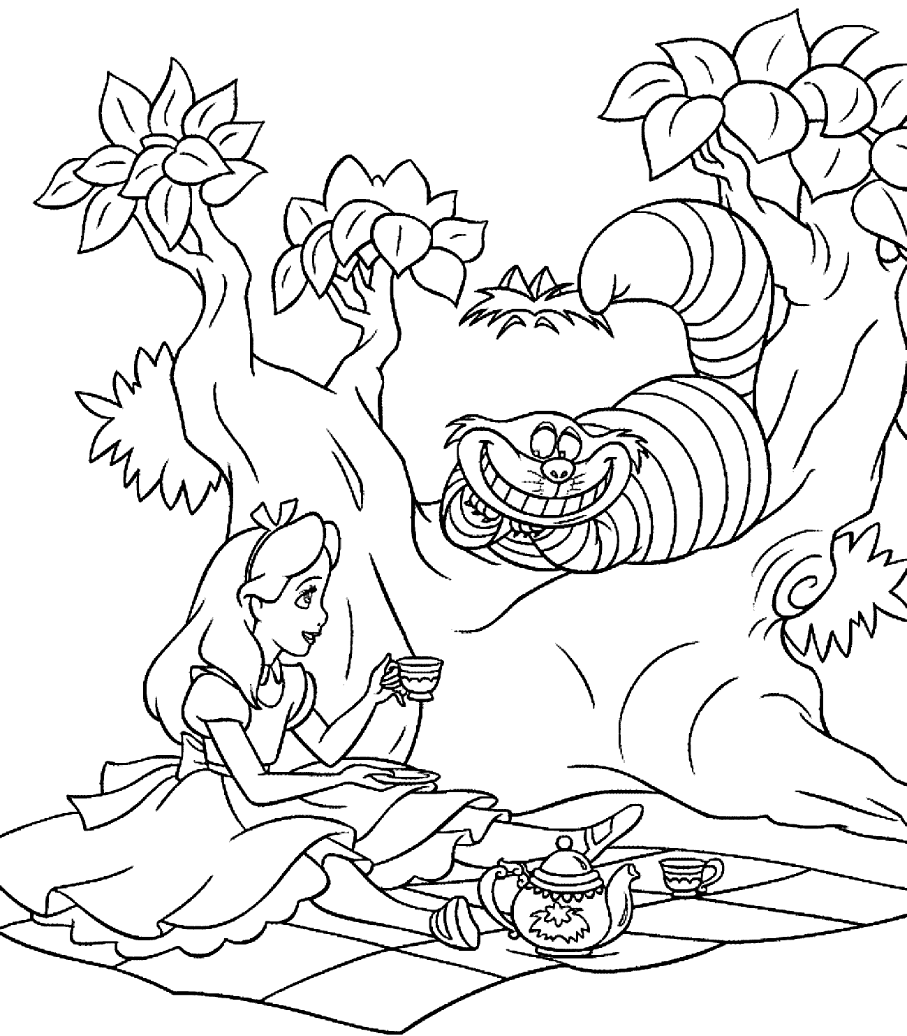 Alice in wonderland coloring pages to download and print for free