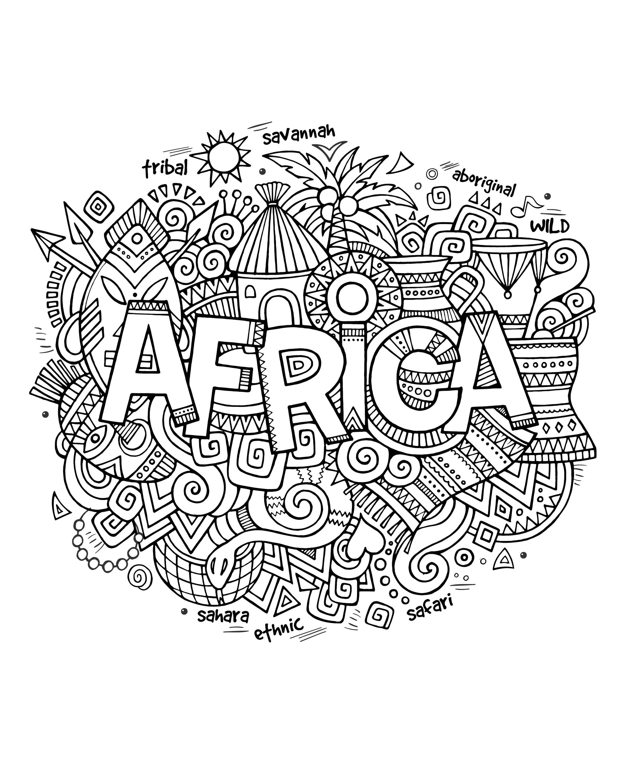 Africa coloring pages to download and print for free