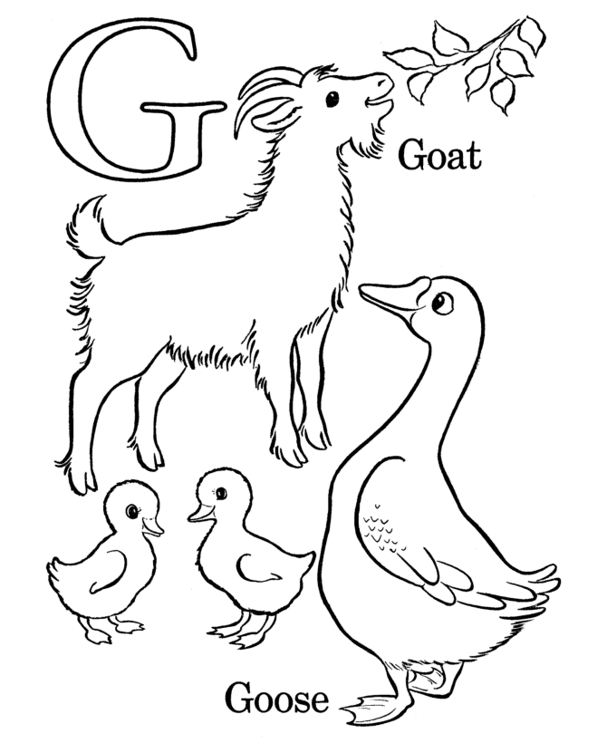Letter G coloring pages to download and print for free