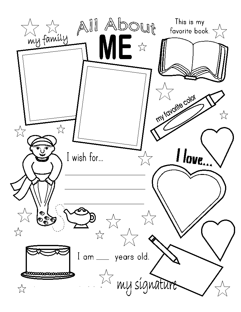 All About Me coloring pages to download and print for free