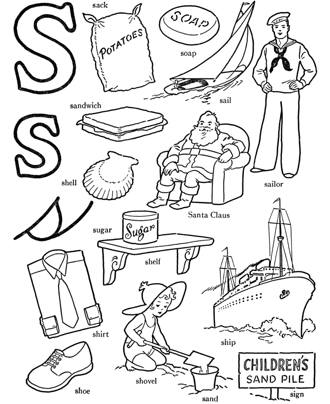 Letter S coloring pages to download and print for free