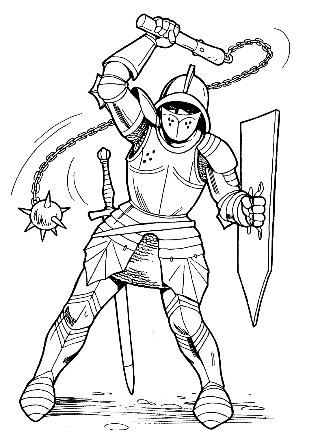 Coloring page Knight with mace