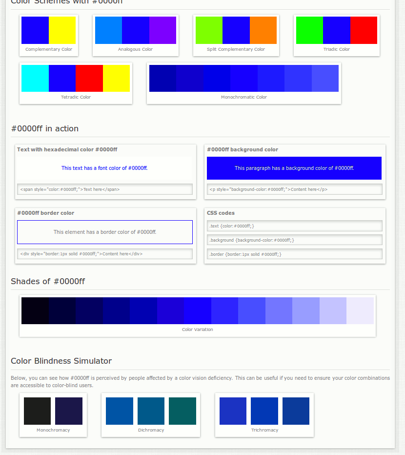 ColorHexa Tutte le Informazioni sui Colori, un Tool Online