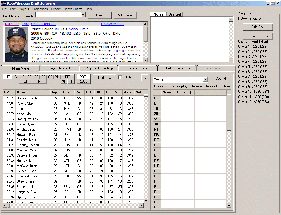 2017 Fantasy Baseball Draft Software RotoWire Fantasy Baseball