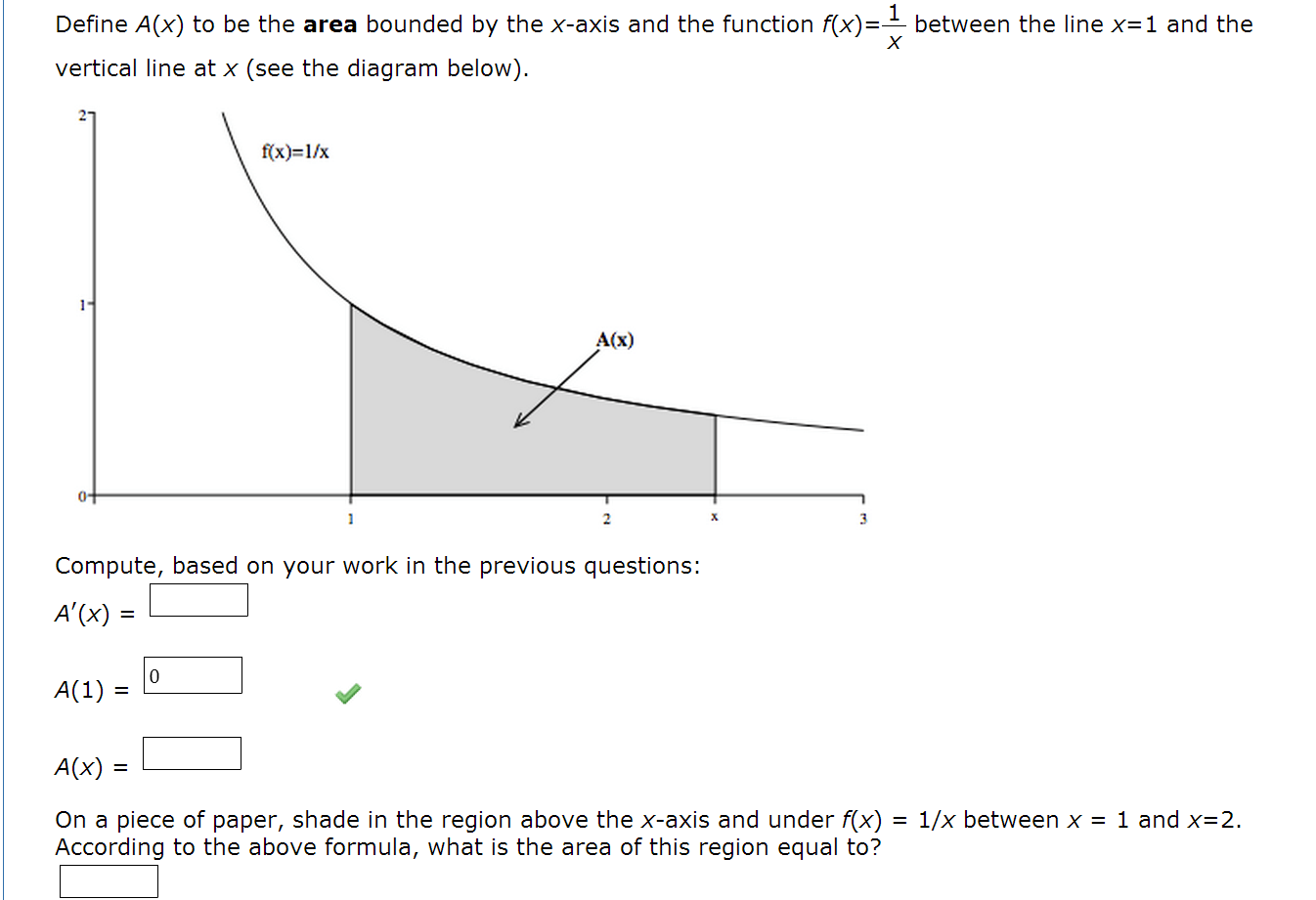 Solved Define A(x) To Be The Area Bounded By The Xaxis A