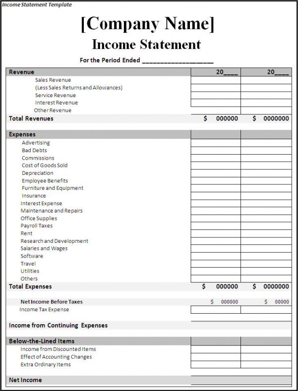 And Expense Statement Template Spreadsheet