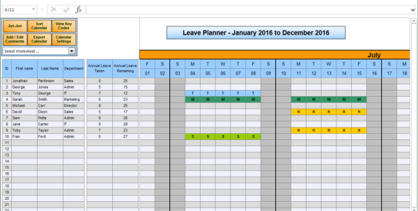 Annual Leave Staff Template Record / Staff Roster Template Excel