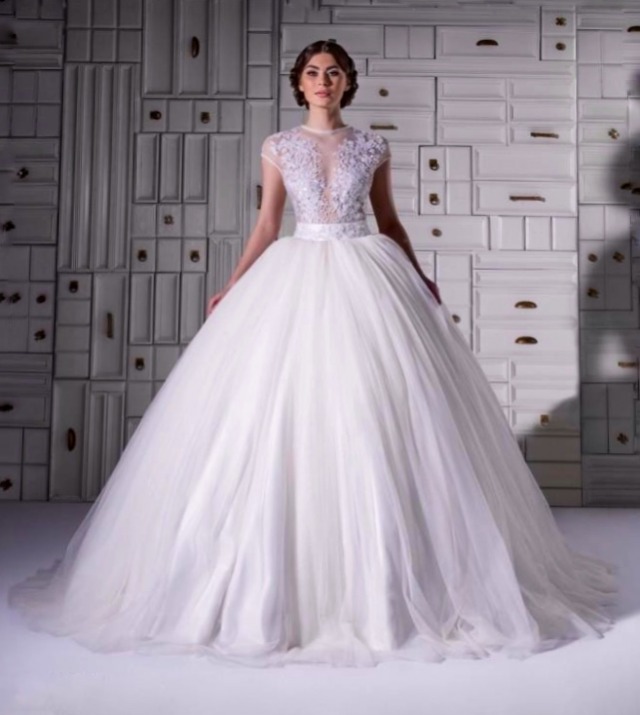 Ball Gown, Illusion Sheer and Fluffy Wedding Dress M1927