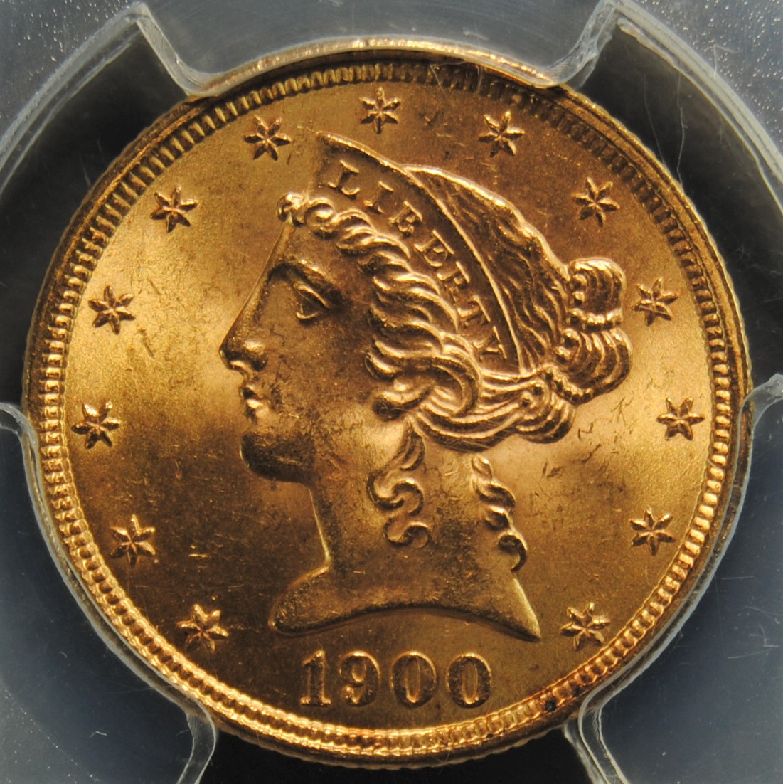 1900 5 LIBERTY GOLD PIECE PCGS MS65 Bellisario Rare