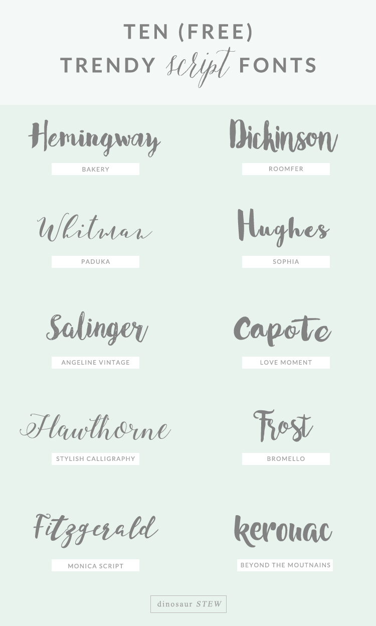 Ten Free Script Fonts Dinosaur Stew