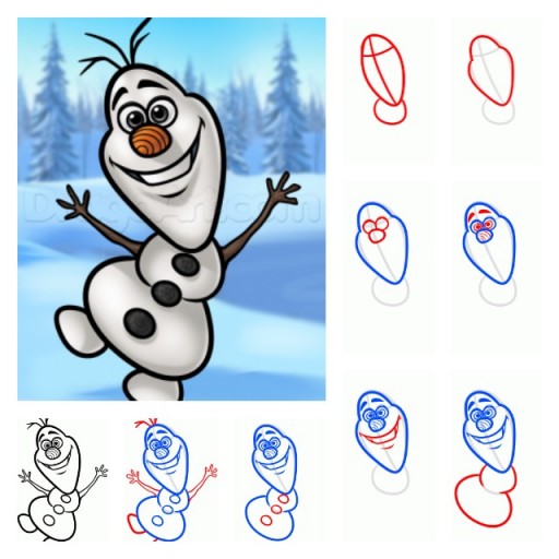 How To Draw Olaf Step By Step DIY Tag