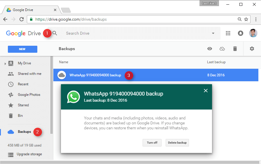 WhatsApp Backup path in Google Drive DoubtSolver