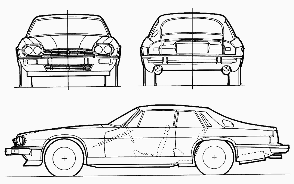 Jaguar XJS 1978 Blueprint Download free blueprint for 3D modeling