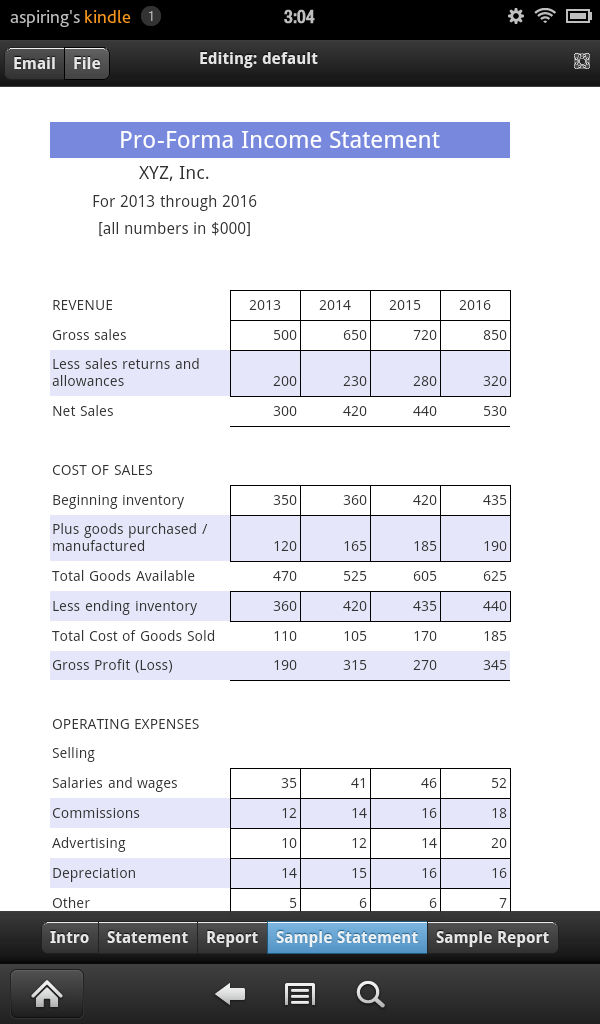 Proforma Statement Appstore for Android