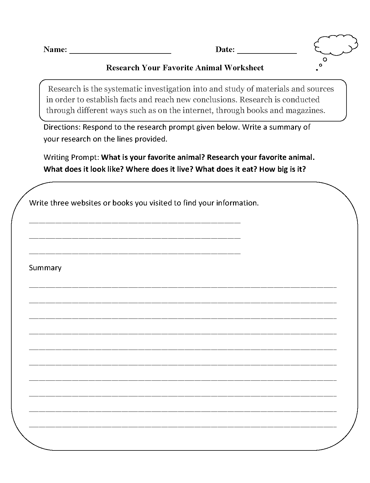 Research Worksheets