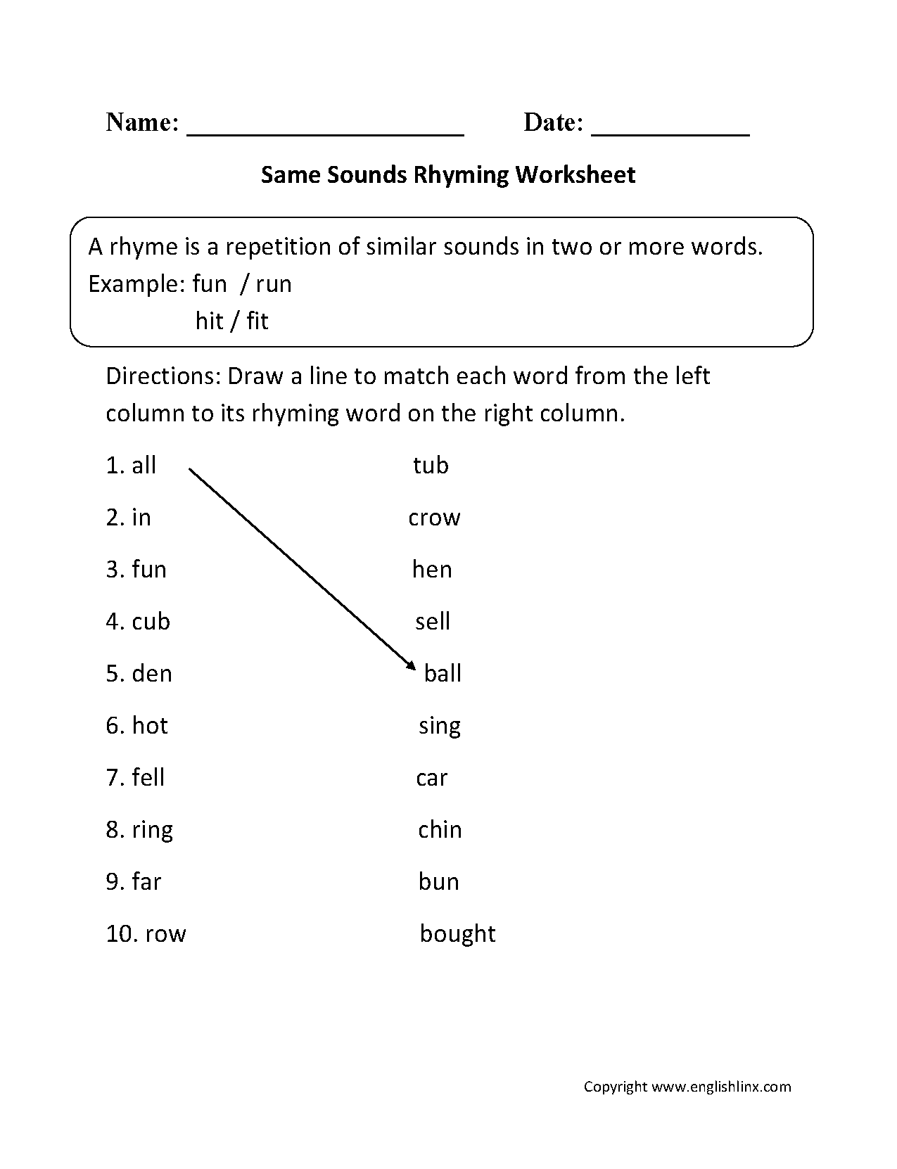 Rhyming Worksheets