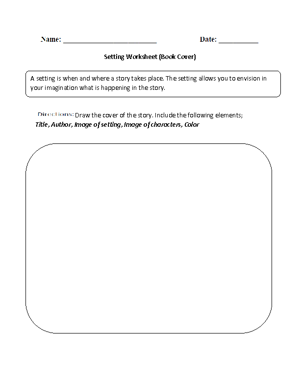 Reading Comprehension Worksheets Setting Book Cover
