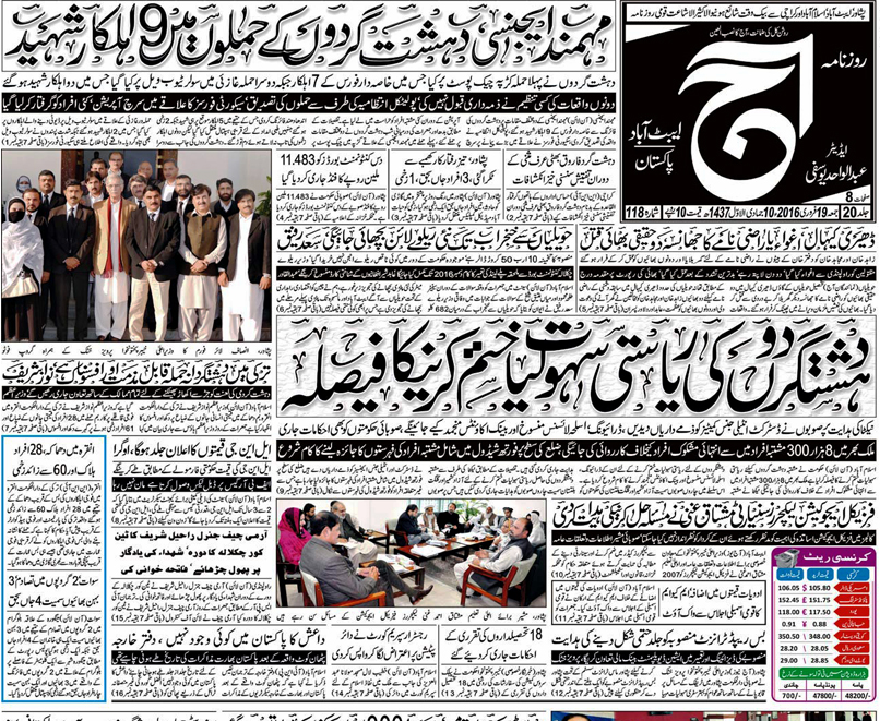 Daily Aaj Urdu Newspaper Latest Pakistan News Breaking