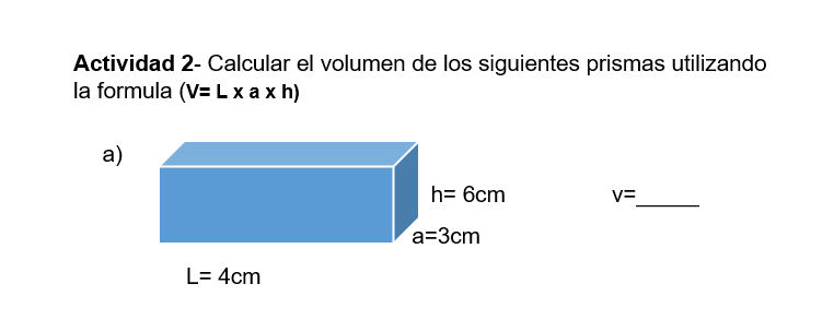 Actividad de Matemáticas El Volumen Escuela María