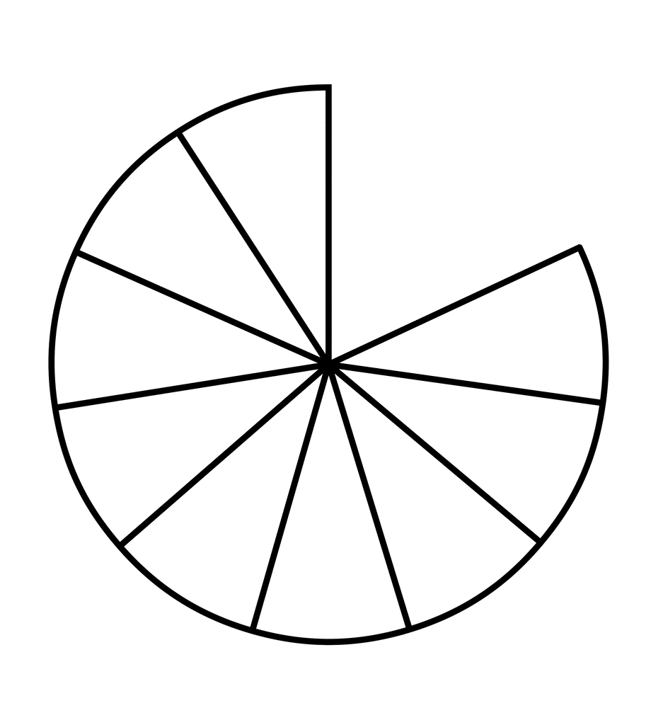 Nine Elevenths of a Fraction Pie ClipArt ETC
