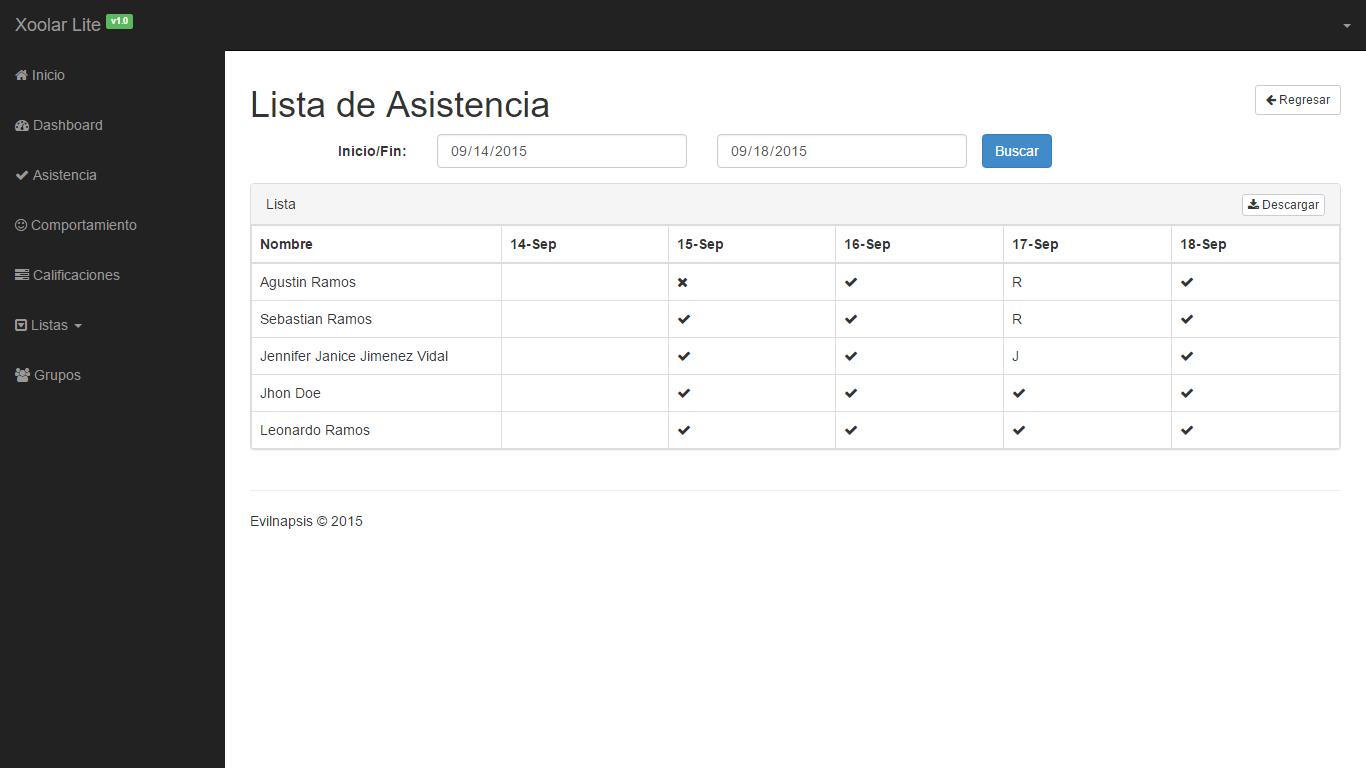 Código de PHP Xoolar Lite Sistema de Control de Alumnos