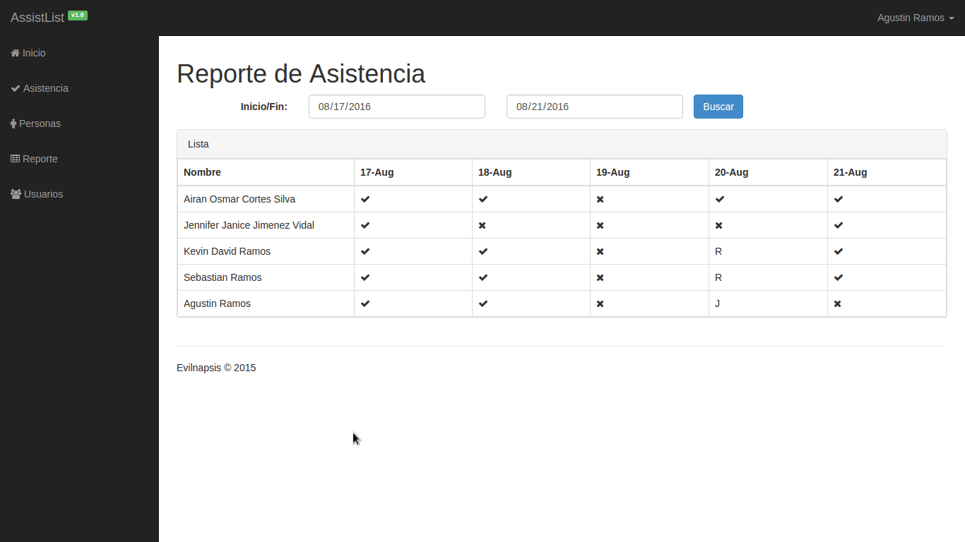 AssistList Sistema de control de asistencias con PHP y